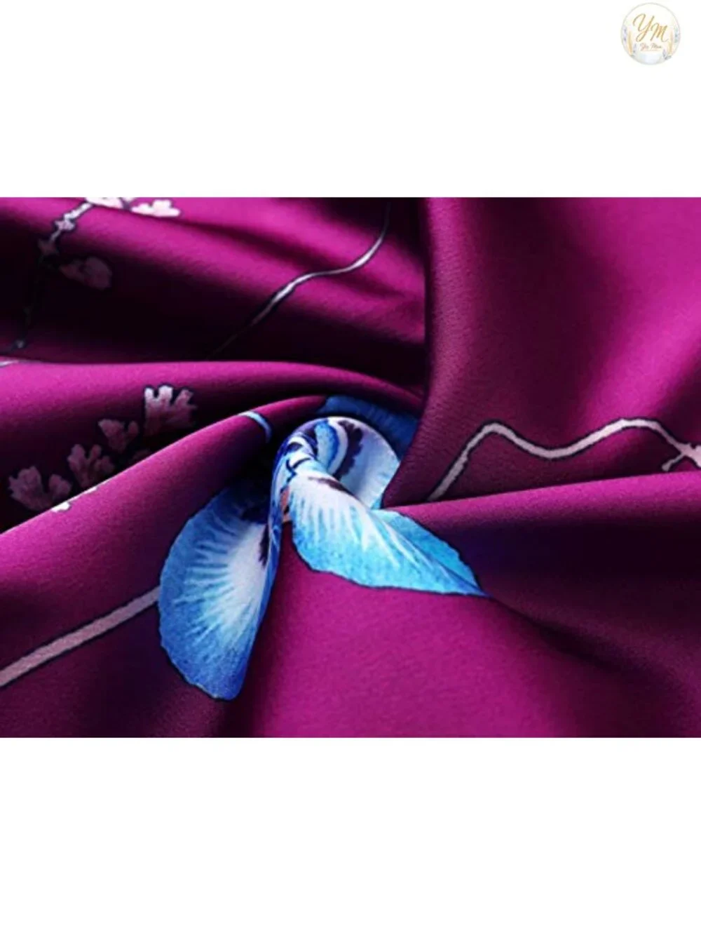 Women's Silky Satin Kimono Robe - Long Floral Sleepwear with Sash